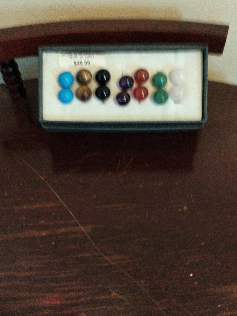 Multicolor Glass Button Earring Set